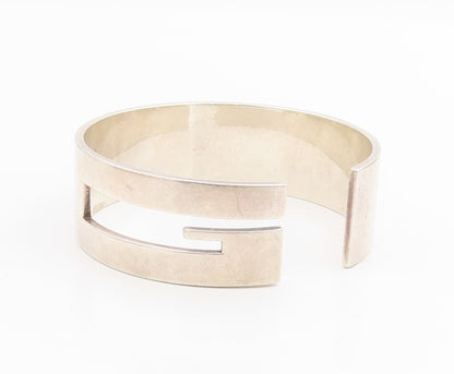 925 Sterling Silver Vintage Bracelet Classic Letter G Cutout Solid Cuff  BT11506