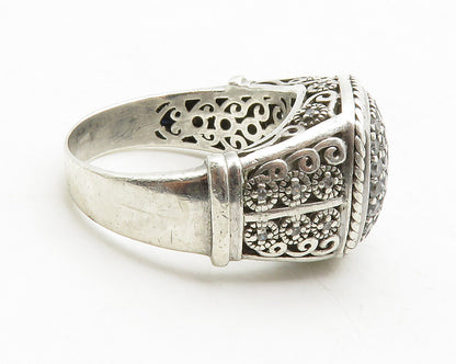 925 Sterling Silver  Vintage Cubic Zirconia Swirl Band Ring Sz 9.5  RG13827
