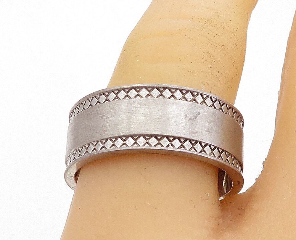 TAHARA & CO. 925 Sterling Silver  Etched Border Matte Band Ring Sz 9.5  RG5522