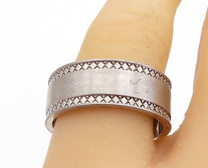 TAHARA & CO. 925 Sterling Silver  Etched Border Matte Band Ring Sz 9.5  RG5522