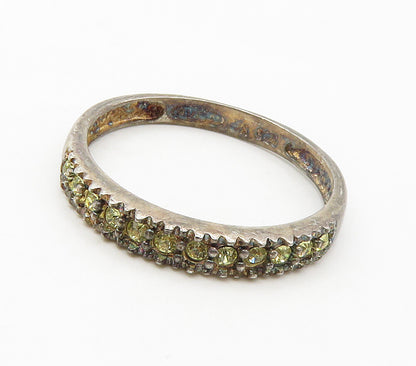 AVON 925 Silver  Vintage Yellow Topaz Dark Tone Band Ring Sz 9.5  RG16698