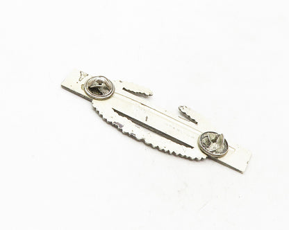 925 Sterling Silver  Vintage Enamel Coated Rifle Gun Wreath Lapel Pin  TR1682