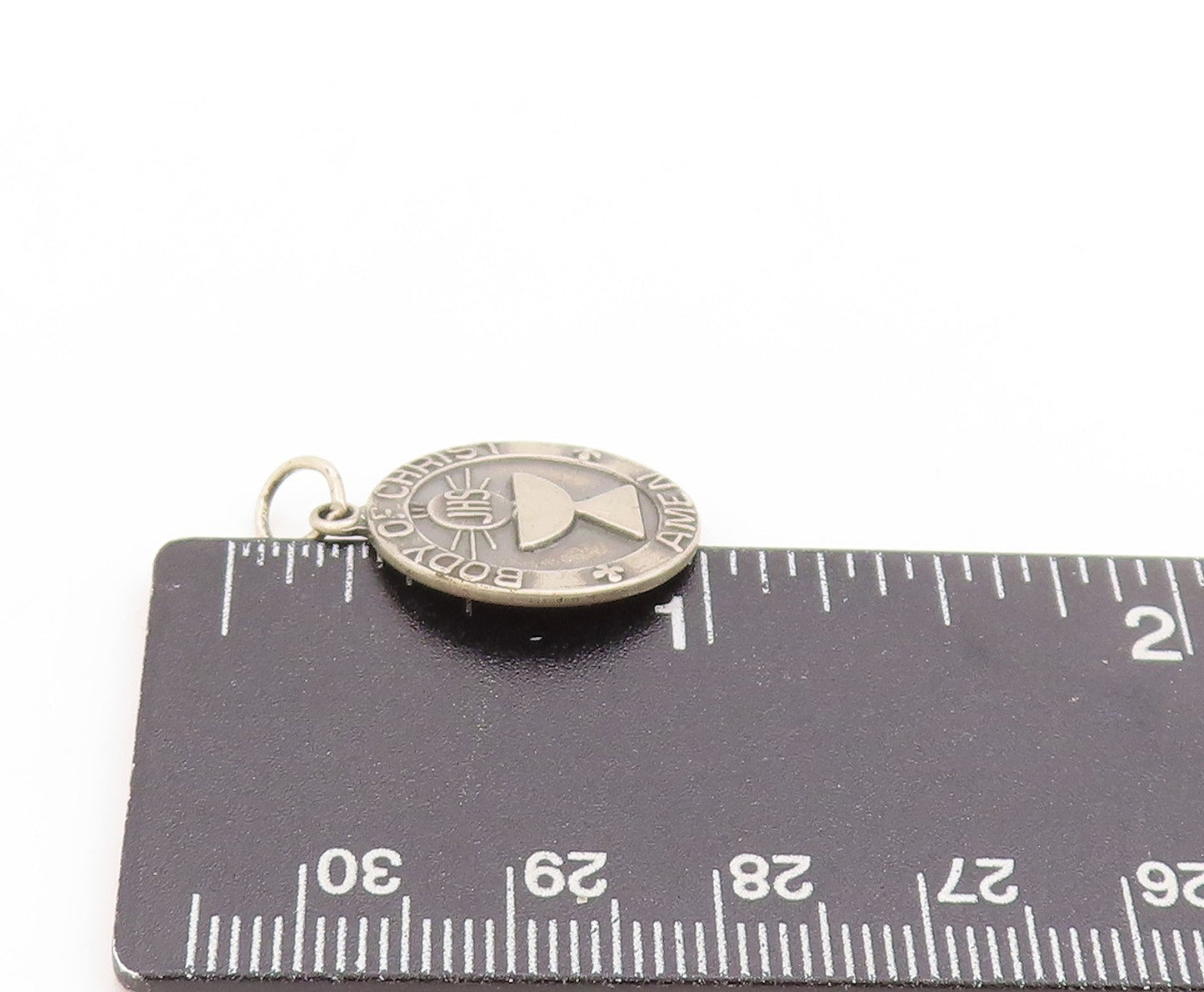 925 Sterling Silver Vintage Pendant Body Of Christ JHS Communion Medal  PT25117
