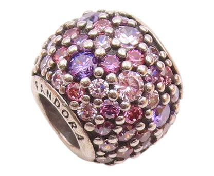 PANDORA 925 Sterling Silver  Vintage Pink & Purple Topaz Slide Pendant PT17351