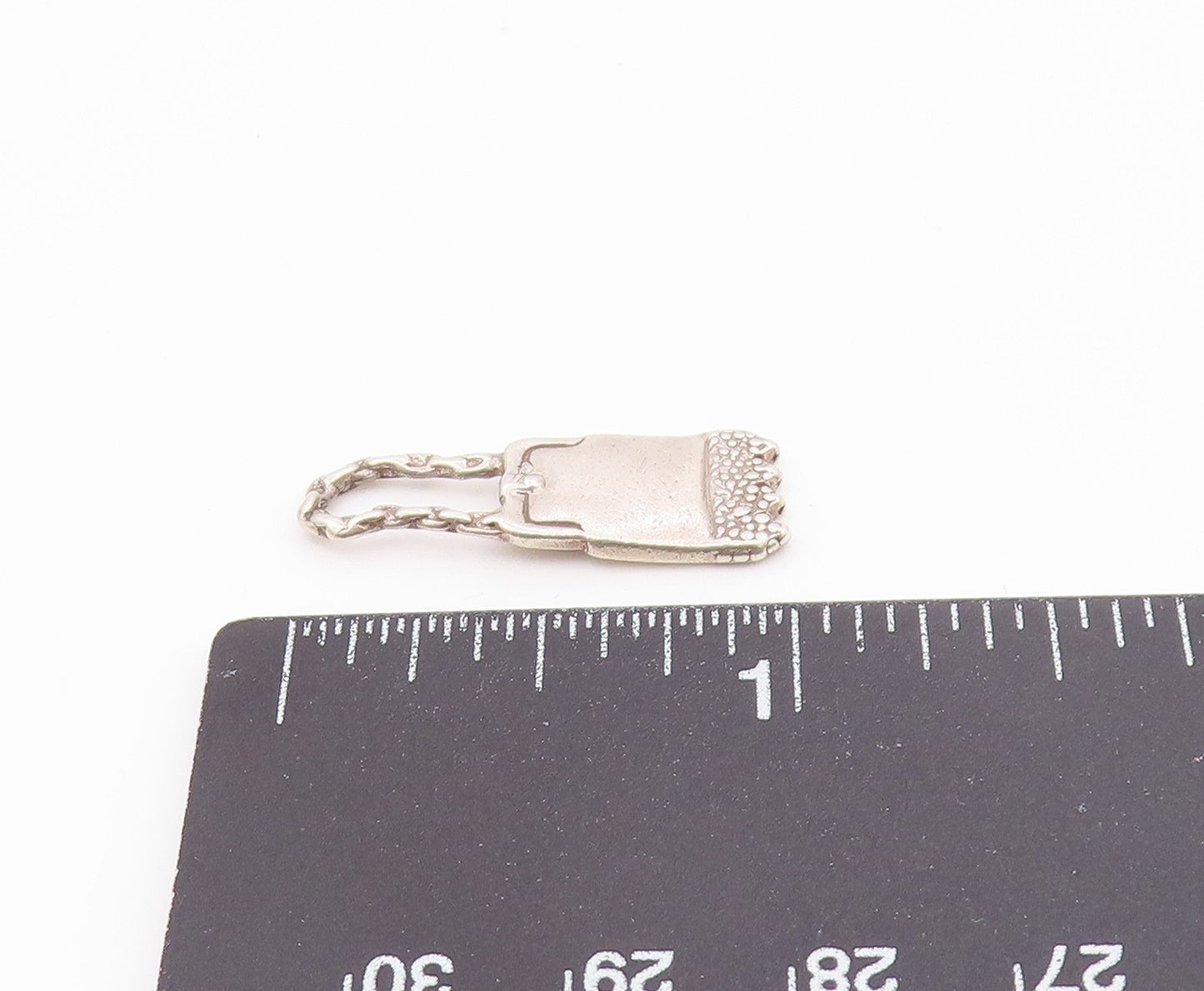 925 Sterling Silver  Vintage Shiny Petite Hand Bag Motif Pendant  PT18795