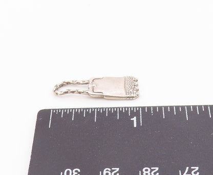925 Sterling Silver  Vintage Shiny Petite Hand Bag Motif Pendant  PT18795