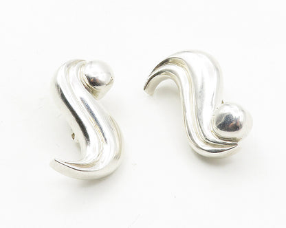 925 Sterling Silver & 14K GOLD  Vintage Shiny Swirl Drop Earrings  EG5474