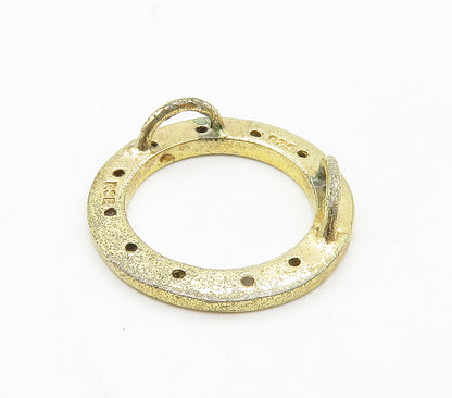 925 Sterling Silver  Vintage Genuine Diamonds Open Circle Pendant  PT12322