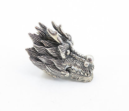 925 Sterling Silver  Vintage Dragon's Head Statement Ring Sz 5 (MOVES)  RG6895