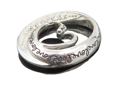 925 LA Sterling Silver  Topaz Love Stamped Heart Swirl Shiny Pendant  PT9217