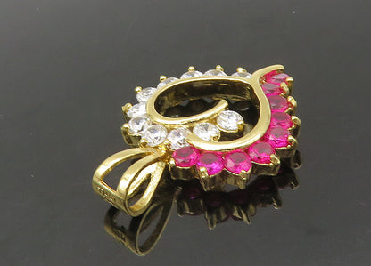 925 Silver  Vintage Cubic Zirconia & Pink Topaz Love Heart Pendant  PT18068