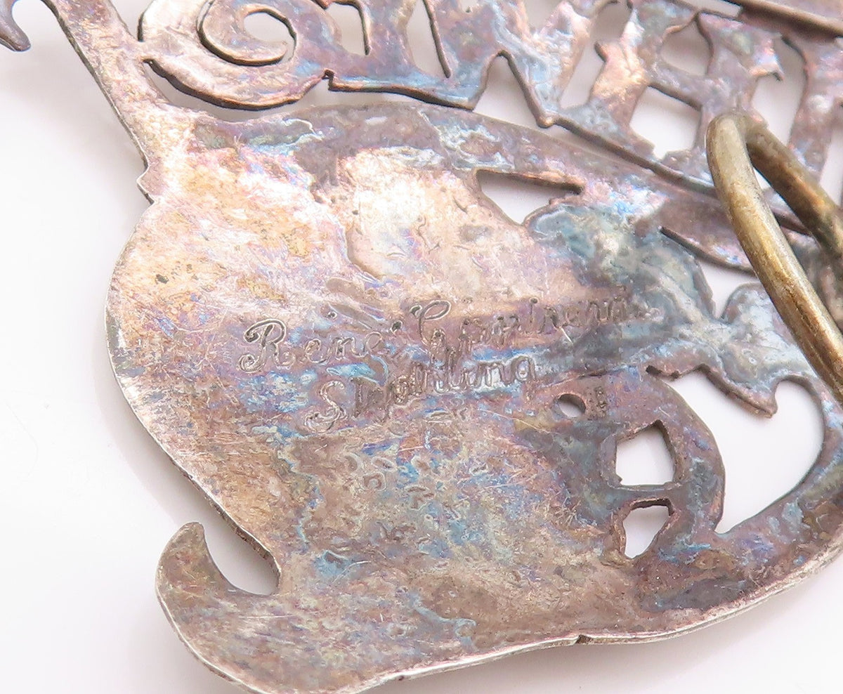 925 Sterling Silver Vintage Pendant Dark Tone Southwest Gilded Cannon  PT25136