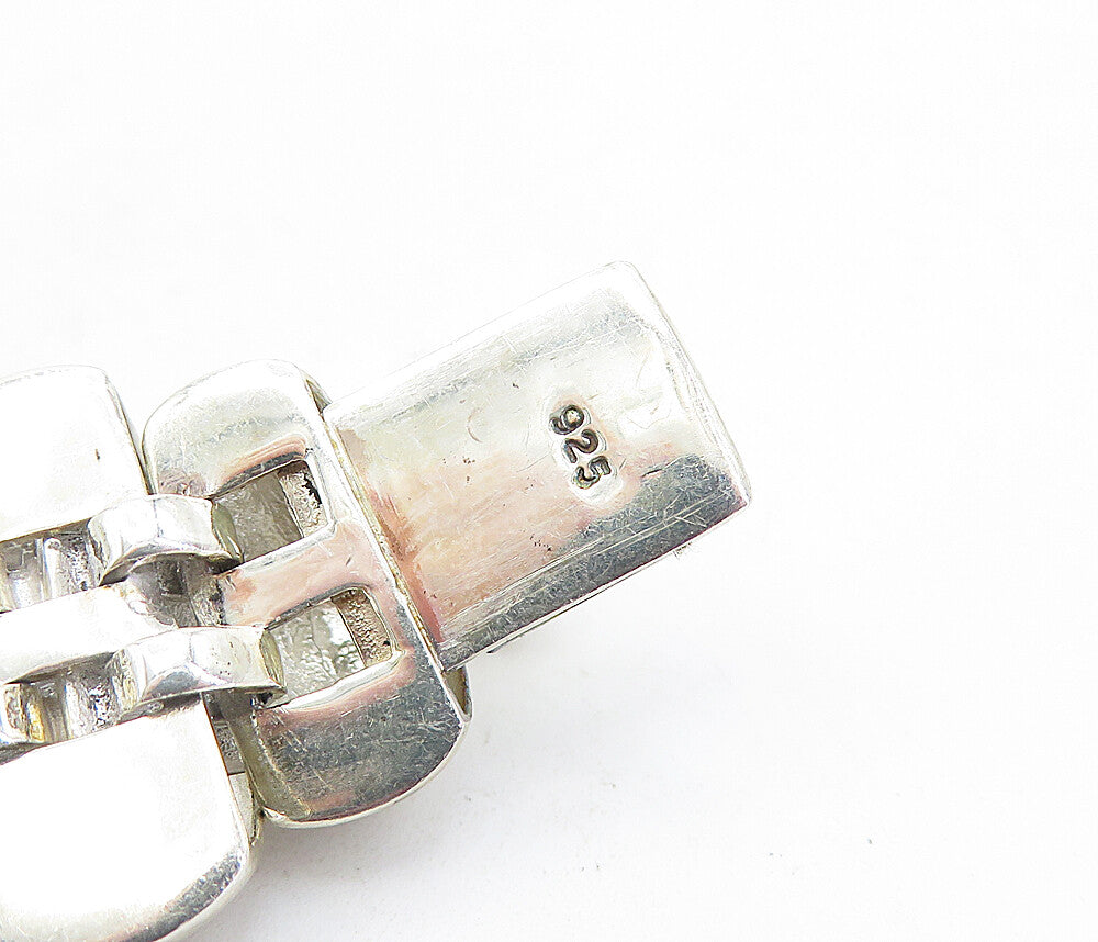 925 Sterling Silver  Vintage Shiny Polished Dome Link Chain Bracelet  BT1850