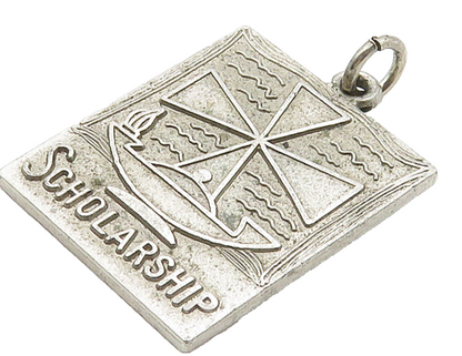 925 Sterling Silver  Vintage Dark Tone Scholarship Drop Pendant  PT12417