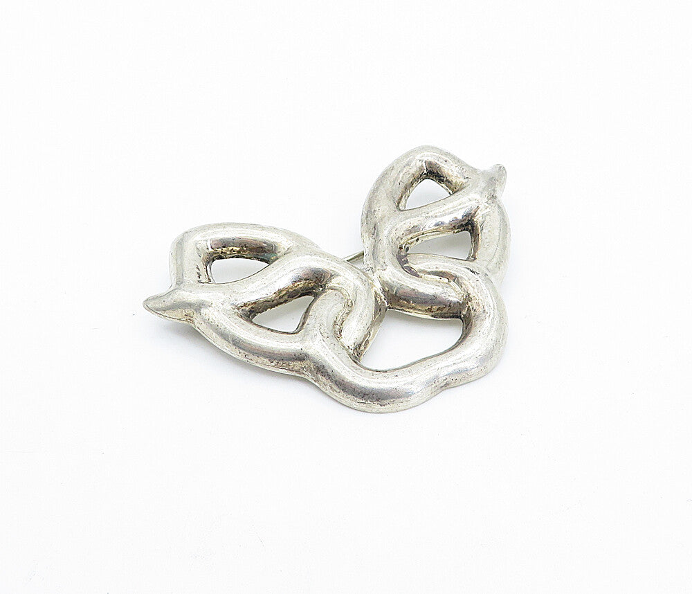 MEXICO 925 Sterling Silver  Vintage Open Tied Ribbon Design Brooch Pin  BP1091
