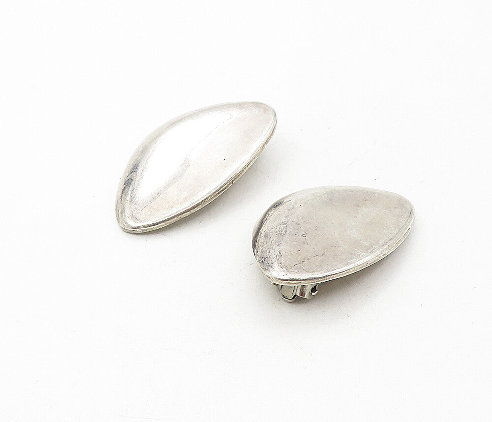 MEXICO 925 Sterling Silver Vintage Shiny Hollow Non Pierce Earrings EG3832