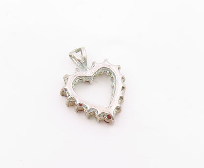 925 Silver  Vintage Dainty Garnet & Multi Stone Love Heart Pendant  PT21104