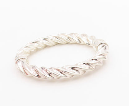 925 Sterling Silver Vintage Bracelet Modernist Intertwined Rope Bangle  BT11397
