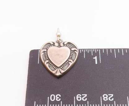 925 Sterling Silver  Vintage Petite Pearl Swirl Love Heart Pendant  PT16474