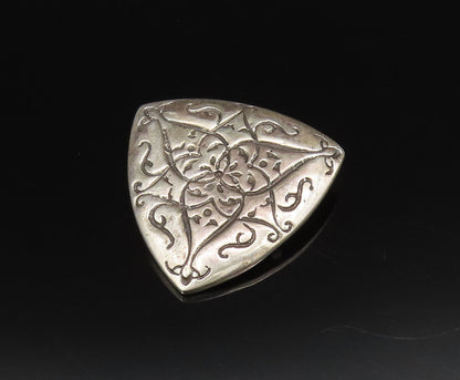ATARA 925 Silver  Vintage Engraved Swirls Triangular Brooch Pin  BP10018