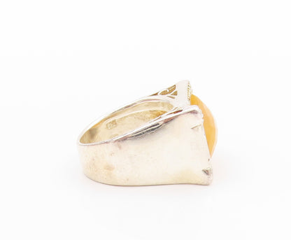 925 Sterling Silver Vintage Ring Modernist Rectangle Gemstone  Sz 7.5  RG32343