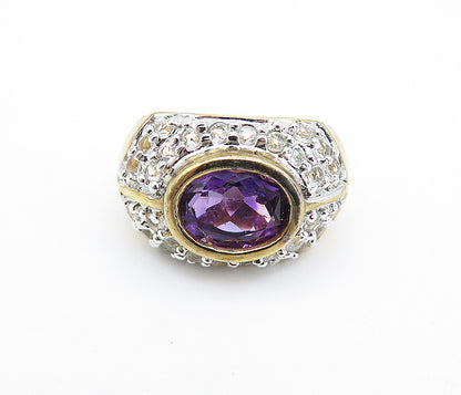 ROSS SIMON 925 Silver Amethyst & Topaz Two Tone Cocktail Ring Sz 6.5 RG6768
