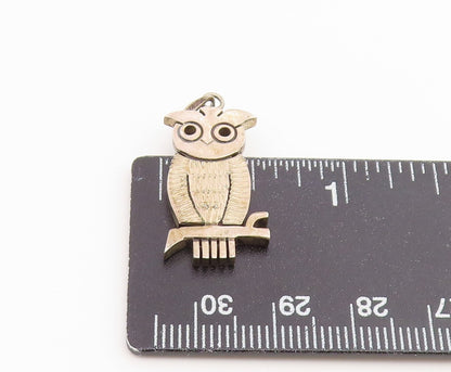 925 Sterling Silver Vintage Pendant MEXICO Textured Wise Owl Charm  PT26507