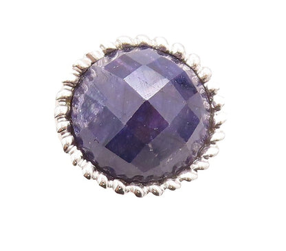 925 Sterling Silver Vintage Ring Designer Fence Carved Gemstone  Sz 7  RG30947