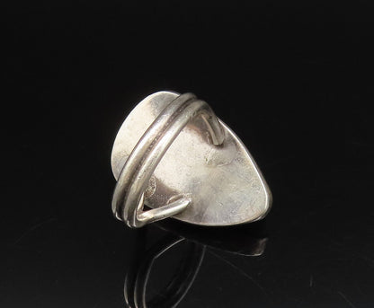 925 Sterling Silver Vintage Carved Warrior Face Jade Ring Sz 8 RG26118