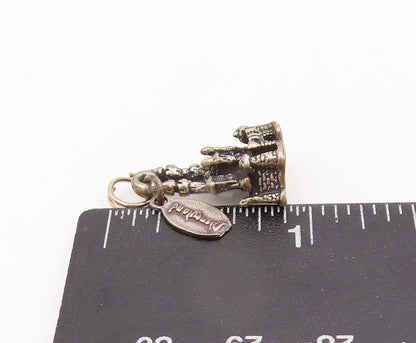 925 Sterling Silver Vintage Pendant Antique Dark Tone Walt Disney Castle PT23928
