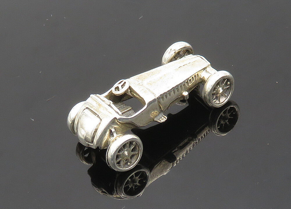 925 Sterling Silver  Vintage Shiny Old Fashioned Toy Car (SPINS)  TR2749