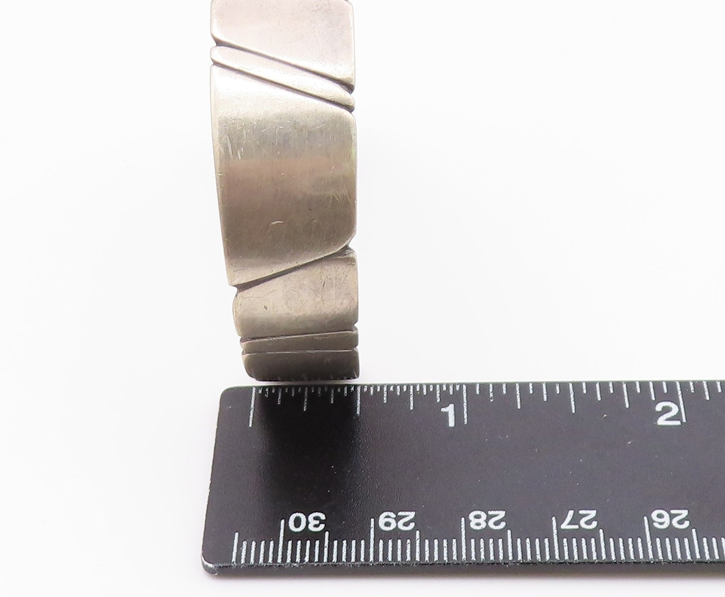 DESIGNER 925 Silver  Vintage Shiny Pattern Tapered Cuff Bracelet  BT9231
