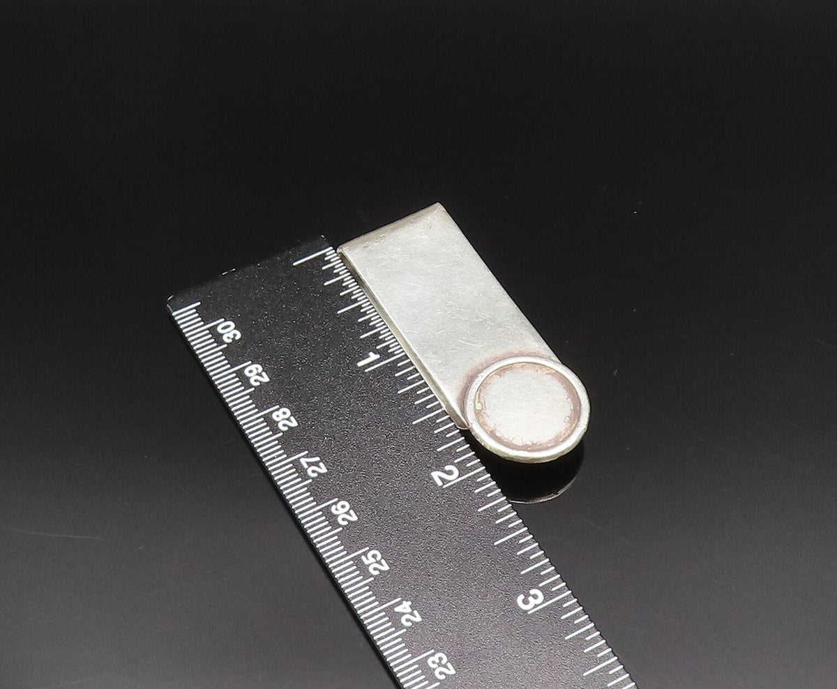 925 Sterling Silver  Vintage Minimalist Circle Accent Money Clip  TR3405