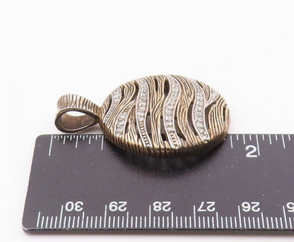 925 Sterling Silver  Vintage Shiny Topaz Textured Pattern Pendant  PT19676