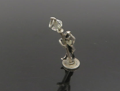 925 Silver  Vintage Enamel Magician Man On Quartz Pole Pendant (MOVES) PT20418