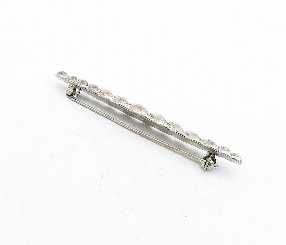 925 Sterling Silver  Vintage Shiny Hollow Twist Horizontal Brooch Pin  BP1873