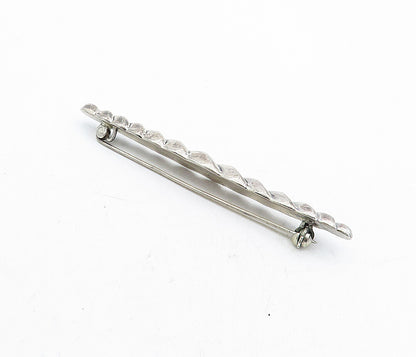 925 Sterling Silver  Vintage Shiny Hollow Twist Horizontal Brooch Pin  BP1873