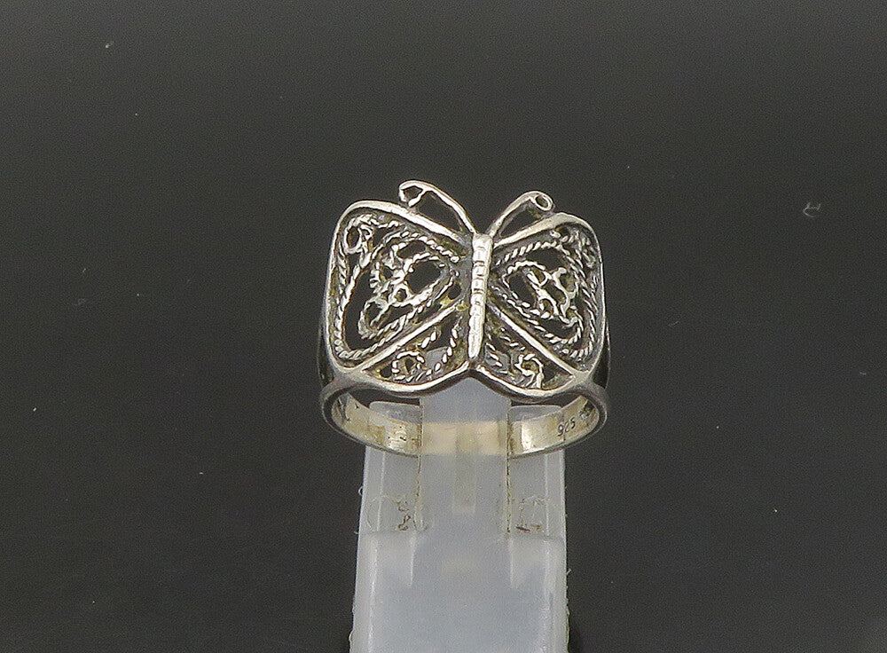 925 Sterling Silver  Vintage Swirl Twist Butterfly Band Ring Sz 9  RG23605
