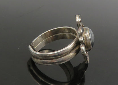 RASIM 925 Silver   Vintage Hematite Pretzel Swirl Band Ring Sz 8  RG23393