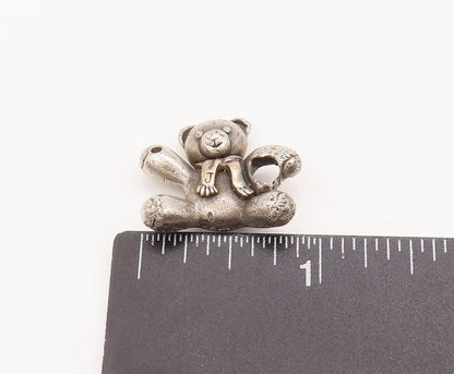 14k Gold 925 Sterling Silver Vintage Pendant KEEPSAKE Carved Teddy Bear  PT23007