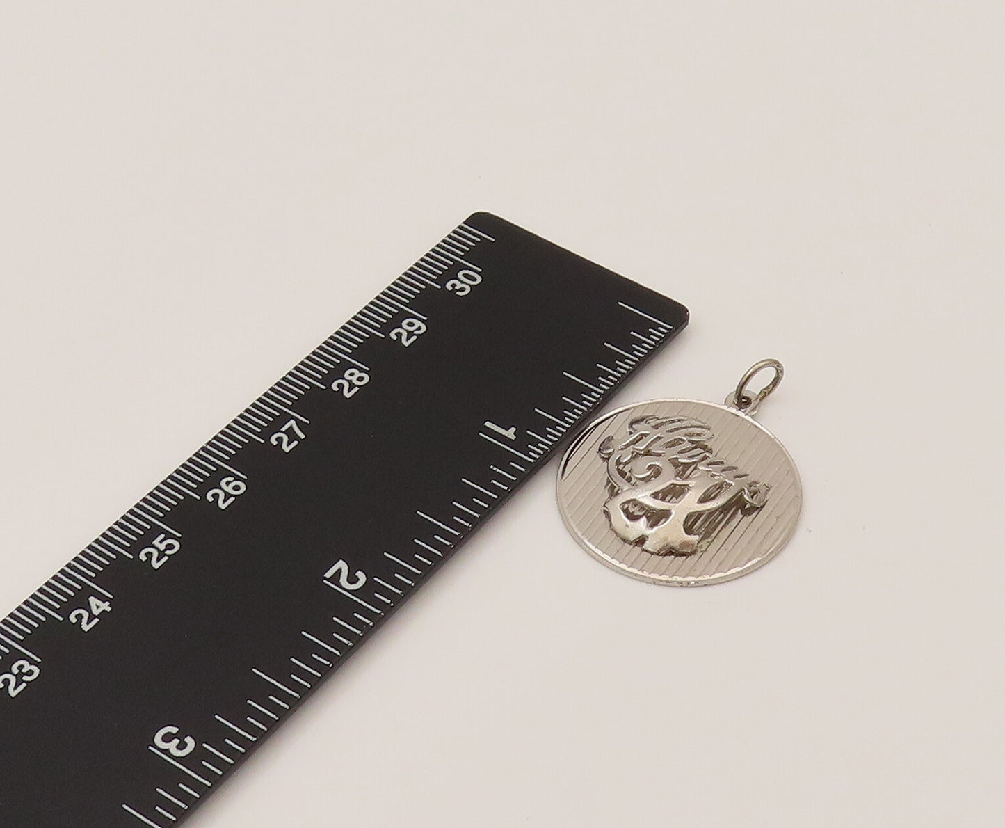 925 Sterling Silver  Vintage 3D Always 21 Linear Textured Pendant  PT21936