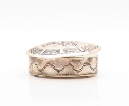 925 Sterling Silver Vintage Pill Box RTT NAVAJO Carved Girl (OPENS)  TR3793