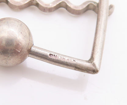 925 Sterling Silver Vintage Brooch Love Heart With Wavy Divider & Ball  BP11933