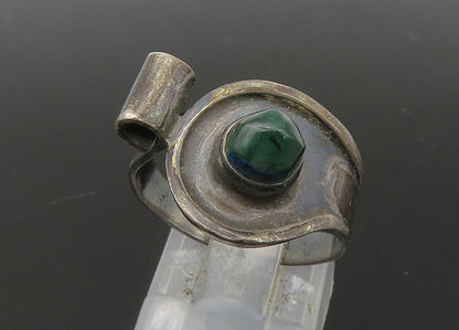 EUROPEAN 925 Silver  Vintage Green Jasper Dark Tone Band Ring Sz 8  RG22686