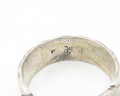 925 Sterling Silver  Vintage Chain Link Pattern Round Band Ring Sz 6  RG11132