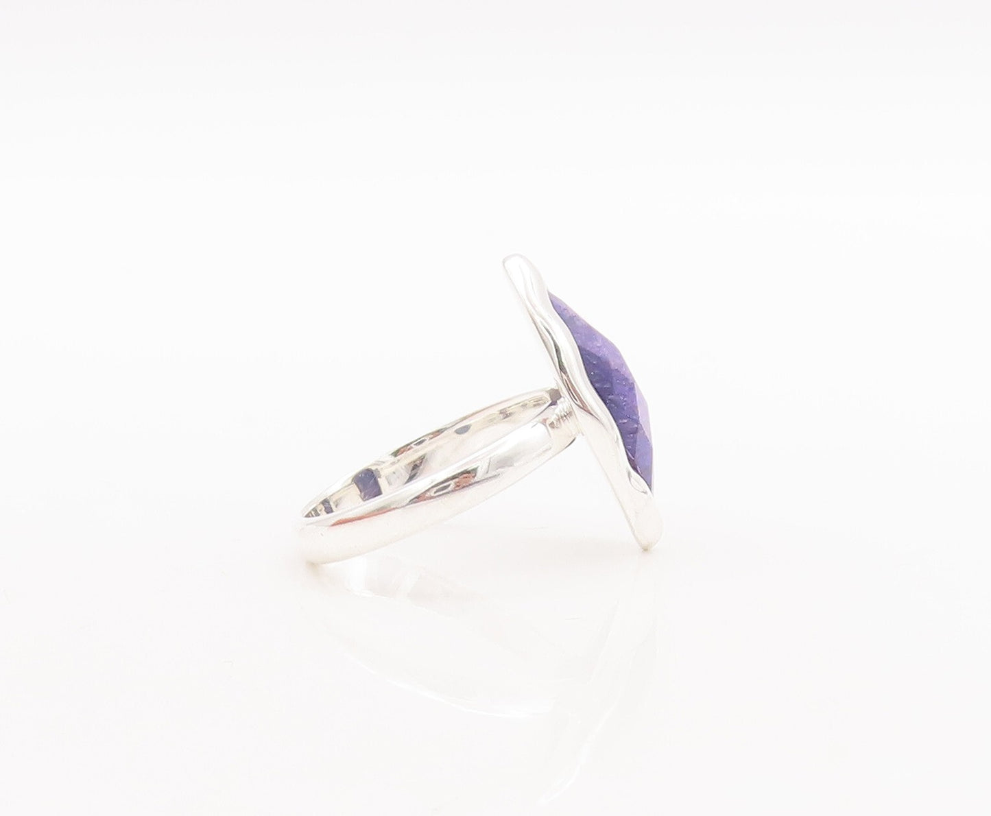 925 Sterling Silver Vintage Ring Marquise Cut Purple Gemstone  Sz 7  RG29789