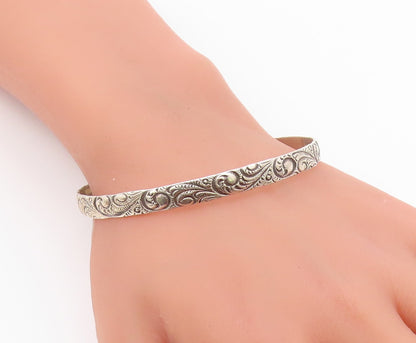 DANECRAFT 925 Silver  Vintage Shiny Swirl Pattern Bangle Bracelet  BT8856