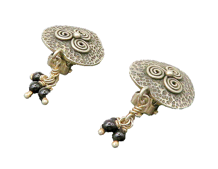925 Silver   Vintage Black Onyx Love Heart Non Pierce Drop Earrings  EG10985