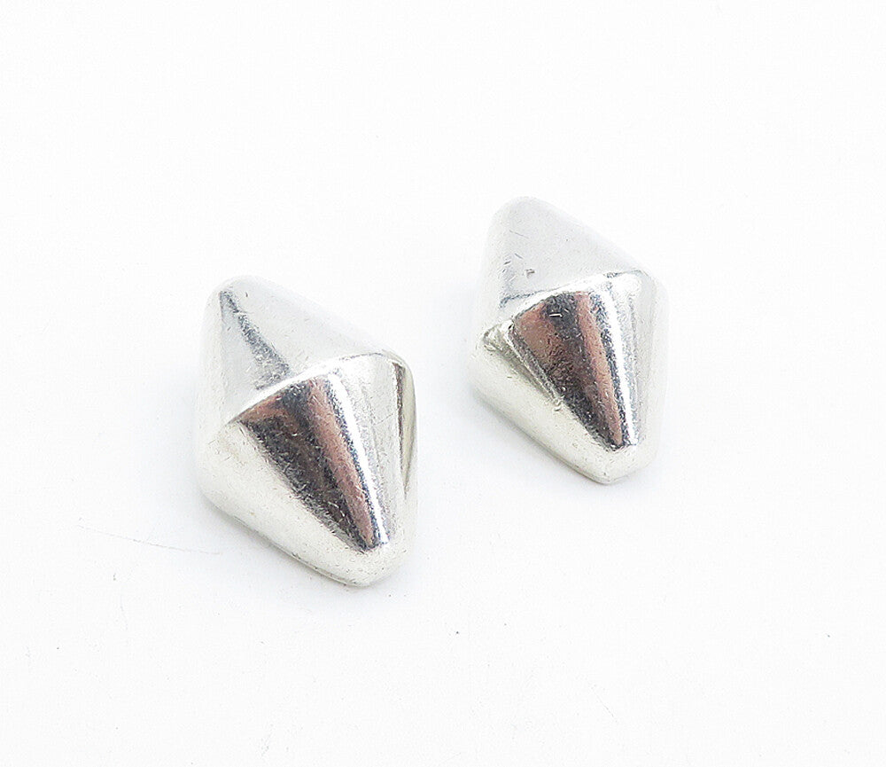 MEXICO 925 Sterling Silver  Vintage Shiny Hollow Non Pierce Earrings  EG2477