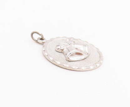 925 Sterling Silver Vintage Pendant DANECRAFT Christmas Bell Carved Coin PT24346